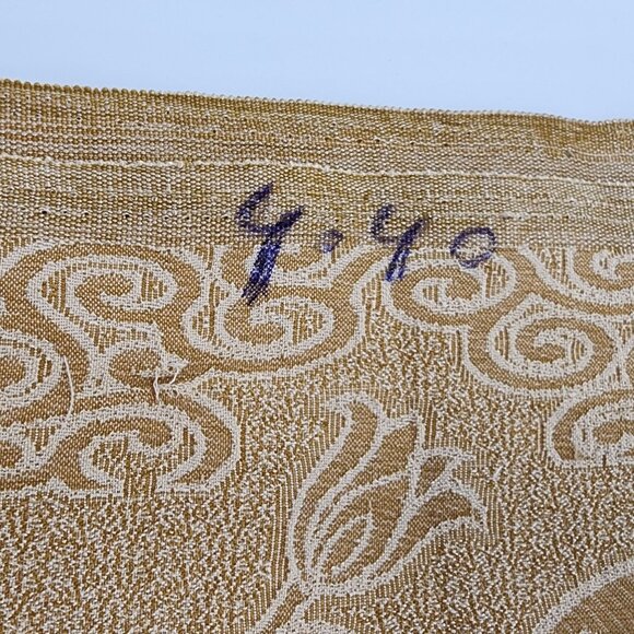 1960s 70s Gold Textured Polyester Upholstery Fabric Tulips 48" W 2yds 12" VTG - Picture 5 of 7